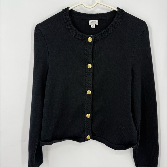 J. Crew Factory Cotton-blend Cardigan Sweater Lady Jacket gold-tone buttons M